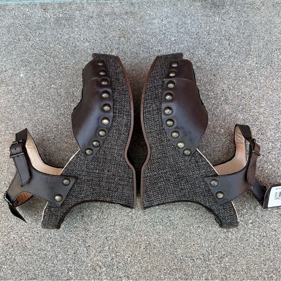 NWT $995~MARNI~Brown Leather/Tweed Peep-Toe Platform Wedge Heel Sandals~6.5/7/37 - Picture 12 of 13